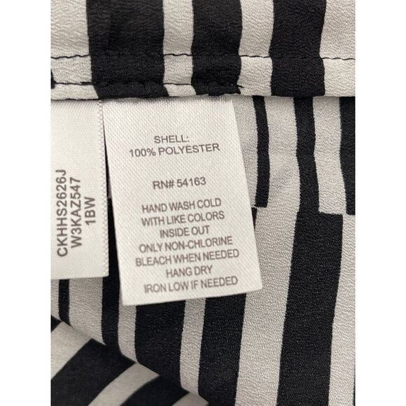 Calvin Klein Women Black /White V Neck Striped Roll Tab Tunic Blouse Size 1X - Picture 8 of 9